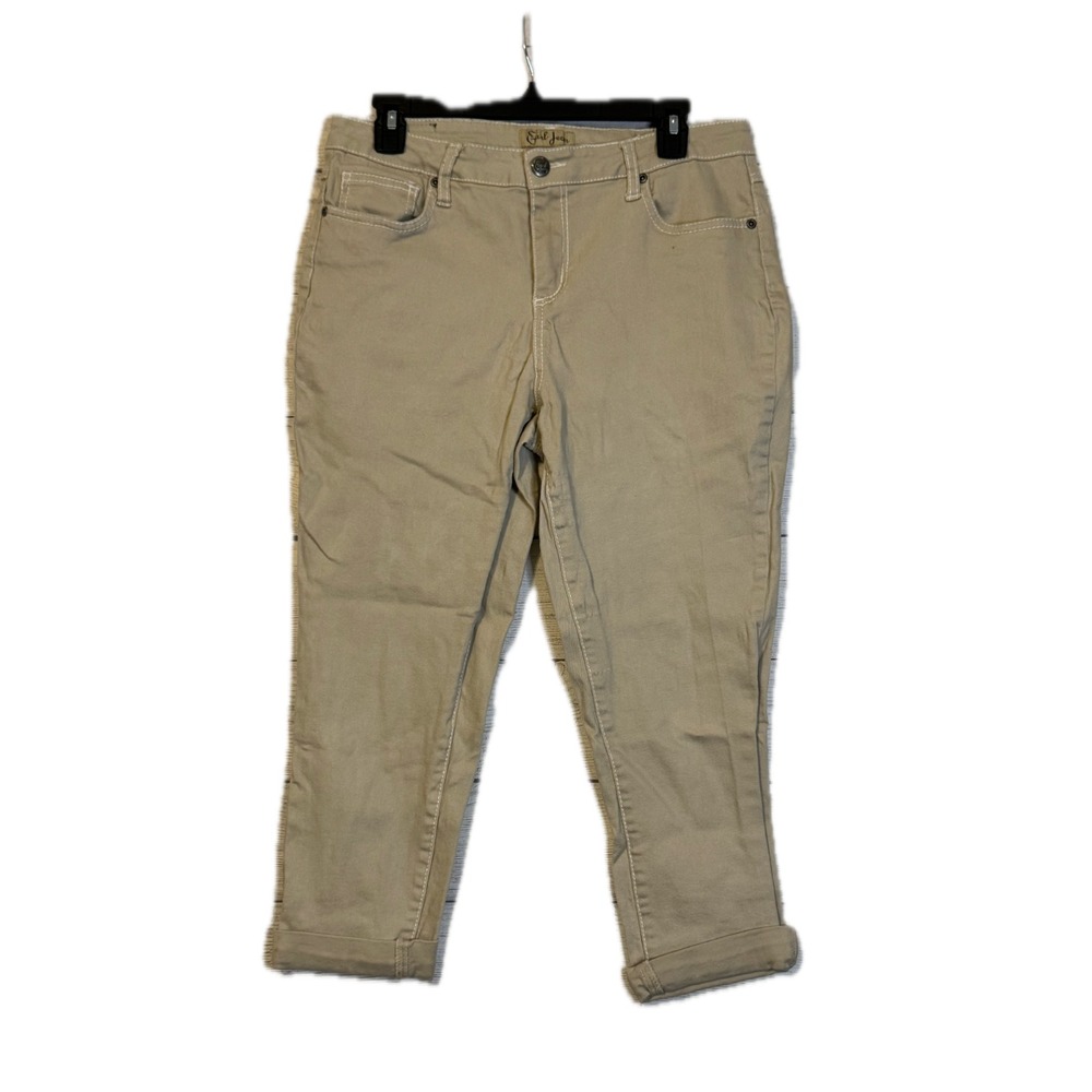 Earl Jean Jeans Women's 12 Tan Cropped Stretch Denim Capri